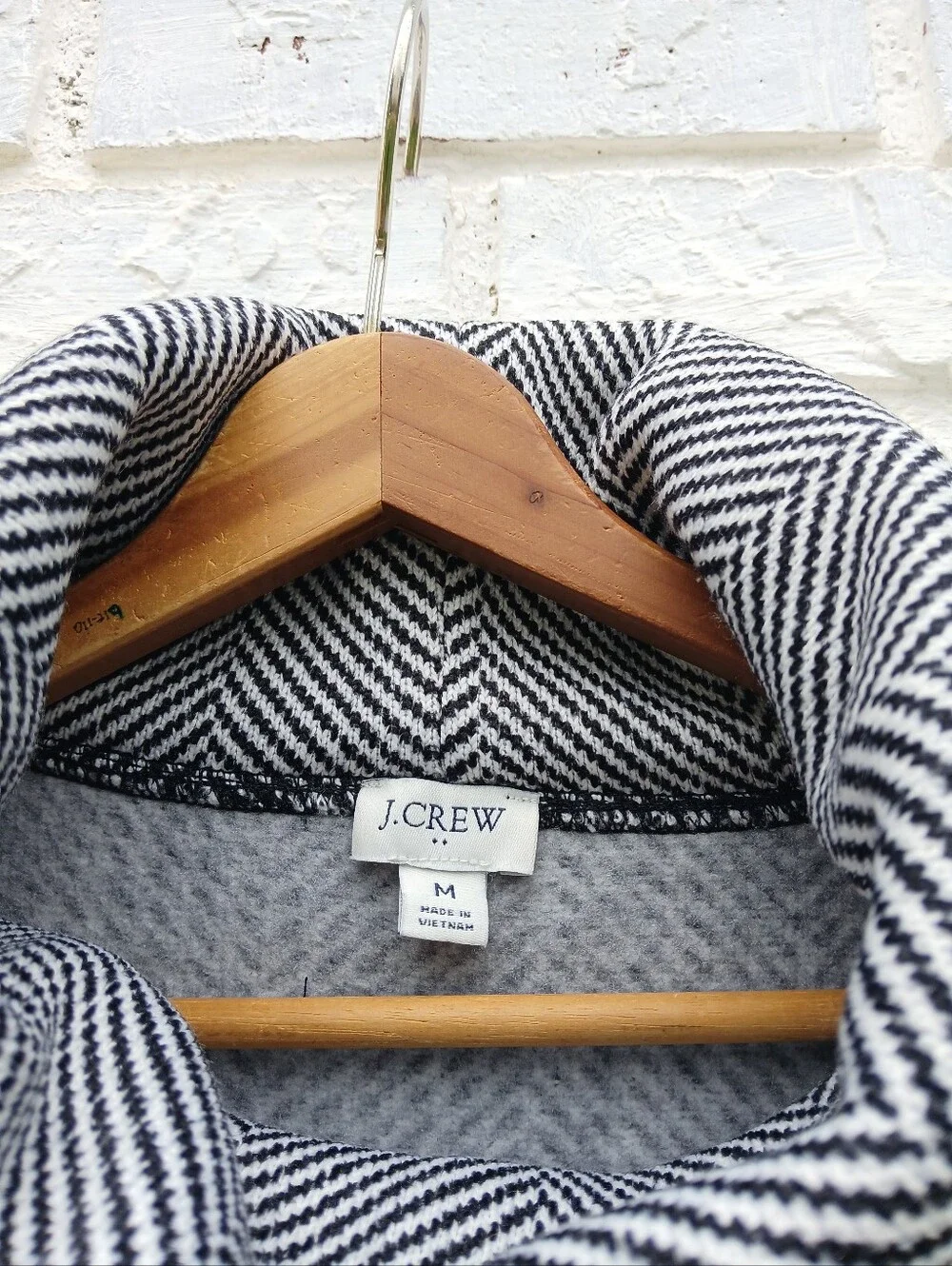 J. Crew Herringbone Fleece Turtleneck Funnel Pullover
